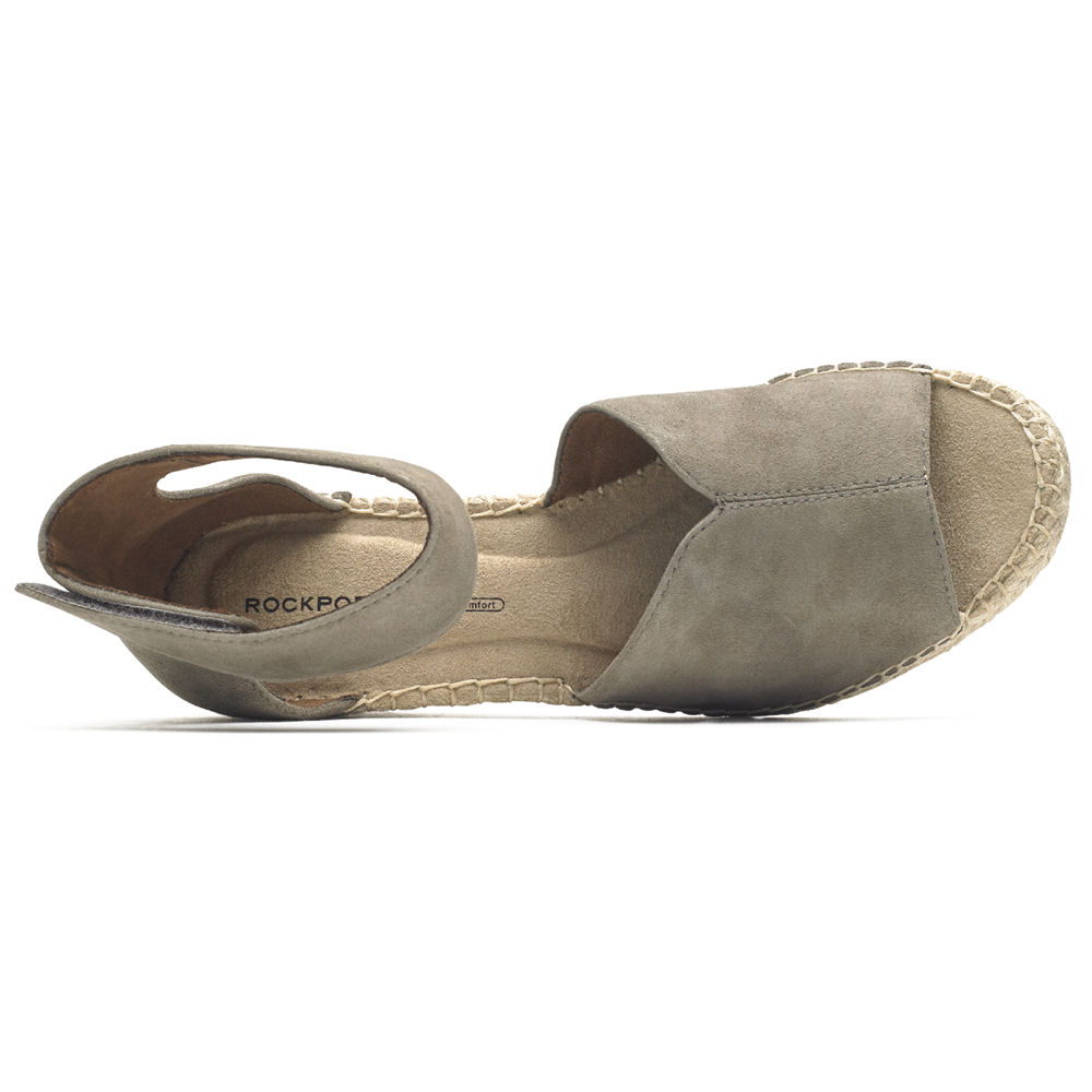 Sandálias Rockport Mulher Cinzentas - Marah Peep Toe Espadrille - 03261MCWF